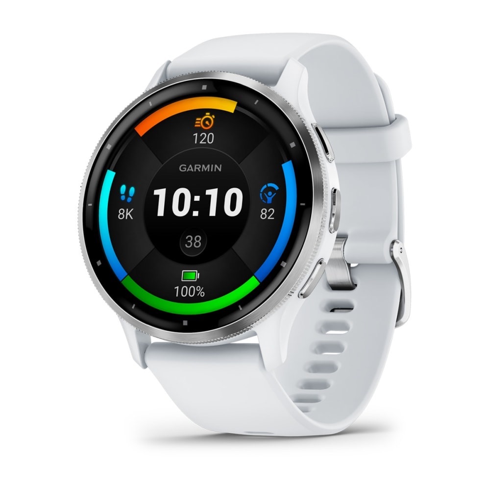 Garmin Silver and White Smartwatch